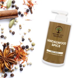 Motor City Organics Sandalwood Spice Body Wash | Infused with Rich Sandalwood & Warm Spices - 16.9 oz | Gentle Hydrating Formula | Suitable for All Skin Types | Paraben-Free