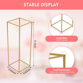 10PCs Metal Flower Stand, 31.5 in Flower Display Table Wedding Flower Stand for Floral Arrangement, Geometric Flower Vase Stand for Wedding Table Centerpieces, Party, Events, Home Deco
