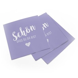 itenga Serviettes Schön dass du da bist 30 x 30 cm 3-Ply Pack of 20 for Communion Confirmation Wedding Christening and Other Celebrations (Purple/Lilac)