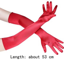 Zngou Long Elbow Satin Gloves Red Long Evening Gloves Fancy Dress Silk Gloves Ladies Opera Gloves Satin Wedding Gloves Red Party Gloves Flapper Gloves 1920s Style Gloves Prom Gloves for Women