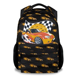KNOWPHST School Backpack for Boys - Cool Racing Car Bookbag for Teens Kids - 17 Inch Backpacks for Primary Middle College