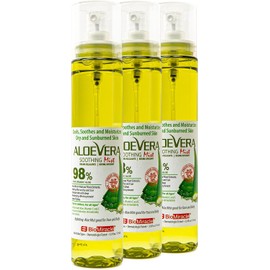 BioMiracle Aloe Vera Soothing Mist Soothing Gel with 9 Natural Plant Extracts, Deep Hydration Pump Bottle - 3 Pack