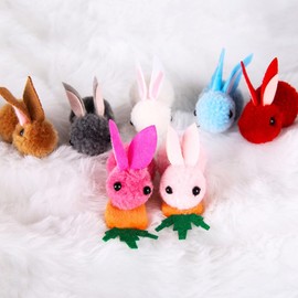 Healvian 6 Pack Mini Bunny Carrot Hair Clip Easter Decorative Hair Accessories for Boys and Girls Plush Rabbit Clip