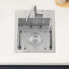Hotis 15x15 Inch Drop In Bar Sink, Brushed Nickel Stainless