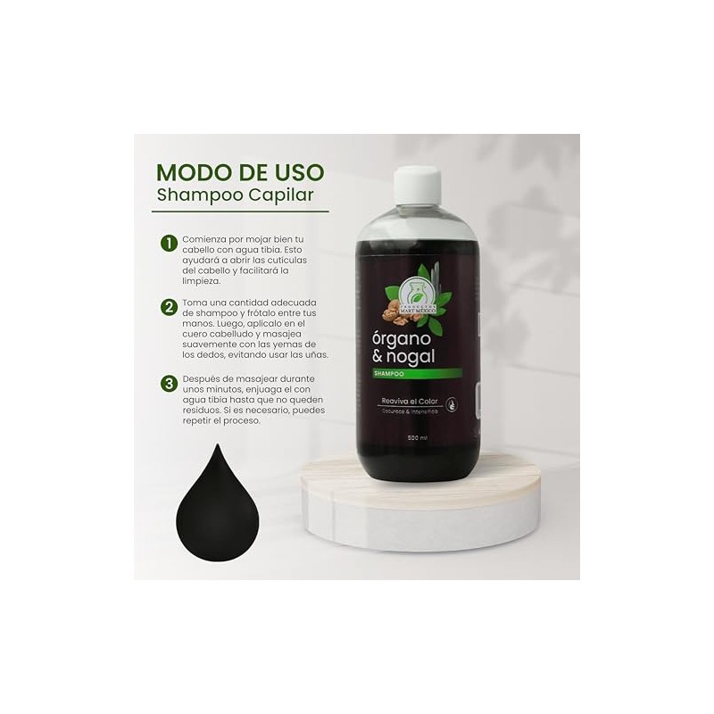 Shampoo De Órgano & Nogal Oscurecedor Natural Productos Mart Mexico