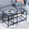 Nesting Coffee Table,Small Glass Coffee Table Set of 2,Black Modern
