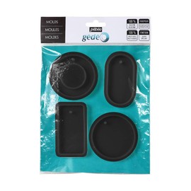 Pébéo 4 Silicon Moulds Geometric, Black, Sachet de 4
