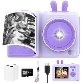 Kids Camera Instant Print,1080P Kids Instant Toddler Camera for Kids That Print Photos, Christmas Birthday Gifts for Girls, Digital Camera Toy for 3 4 5 6 7 8 9 10 Year Old Boys SD Card (Purple)