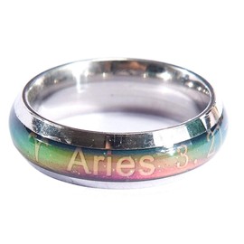 ACCHEN Mood Ring 12 constellation Changing Color Emotion Feeling Finger Rings with Box (Aries)