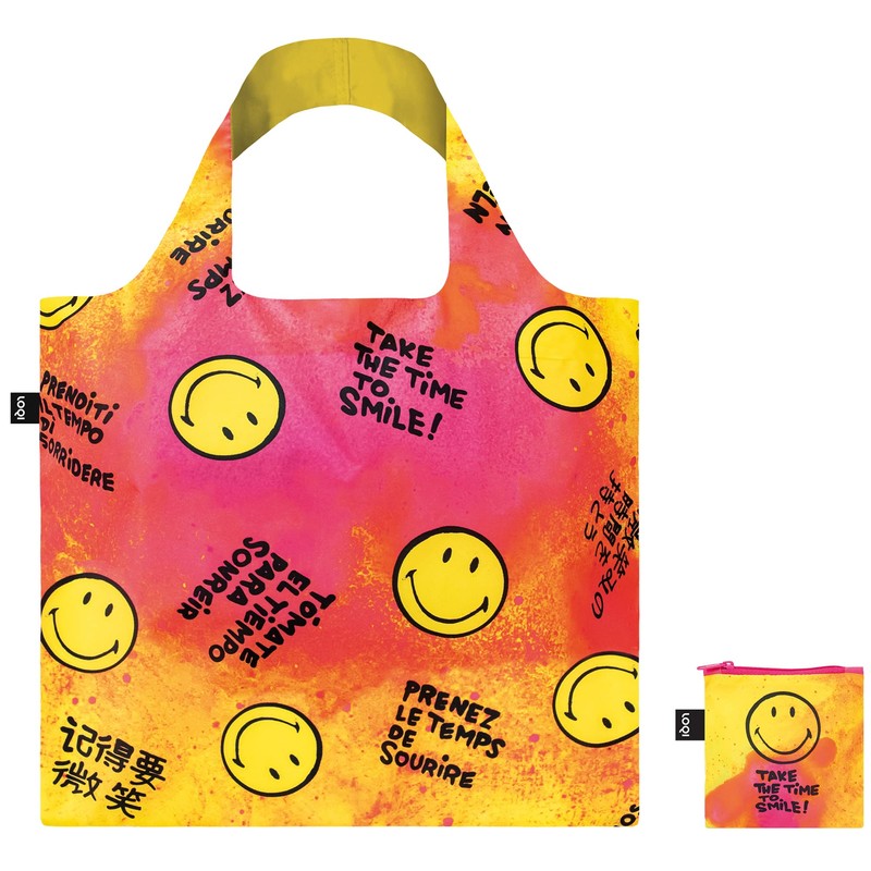 LOQI Museum Smiley Reusable Shopping Bag, Time to Smile Collectors