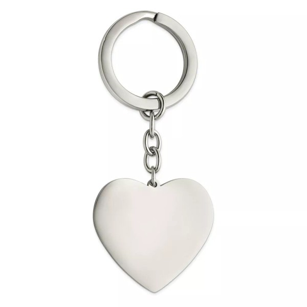 Chisel Stainless Steel Polished Heart Key Ring