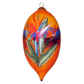 Hand Painted Hawaiian Ornament with Gift Box - Bird of Paradise at Sunset SBP/H