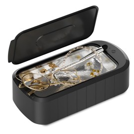 ROLWAY Jewelry Cleaner, 48KHz Ring Cleaner 20oz, Sonic Cleaner with One-Touch 5-Min Deep Clean for Eyeglasses, Rings, Jewelry, Watches, Dentures Black