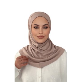 ZOKAK, Two pieces hijab, Amira hijab, Instant Hijab Scarf For Women, Practical Amira Jersey Hijab, Women Muslim Instant Hijab (A5 Stone)
