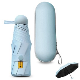 Sykrawki Travel Umbrella, 8 Ribs Pocket Umbrella with Capsule Case, Small UV Umbrella, Portable Pocket Umbrella for Men and Women, sky blue