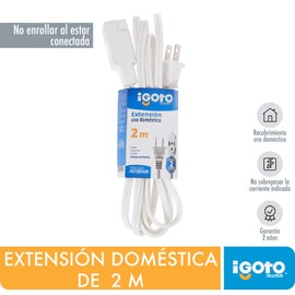 iGOTO ED13-2B Extension Domestica, color Blanco, 2 m