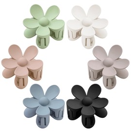Flower Hair Clips 6 PCS Flower Claw Clips Daisy Clips for Women Matte Large Claw Clips Strong Hold Jaw Clamps Hair Accessories for Thick Hair 6 Colors