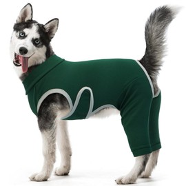 Kuoser Dog Surgical Suit Soft Dog Recovery Sleeve to Stop Licking, Male Female Dog Onesie Breathable Dog Body Suits After Surgery, Pet Recovery Suit Lick Sleeves for Rear Legs, Green XL