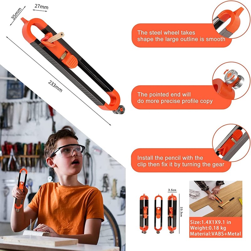 Contour Gauge Scribe Tool,Baowox Precise Profile Gauge Tool with Lock