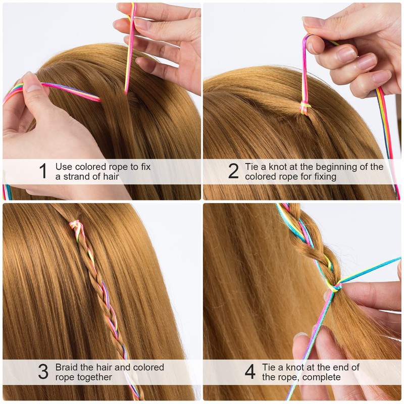 HINZIC 104pcs 4 Sets Colorful Hair Wrap String for Braids,