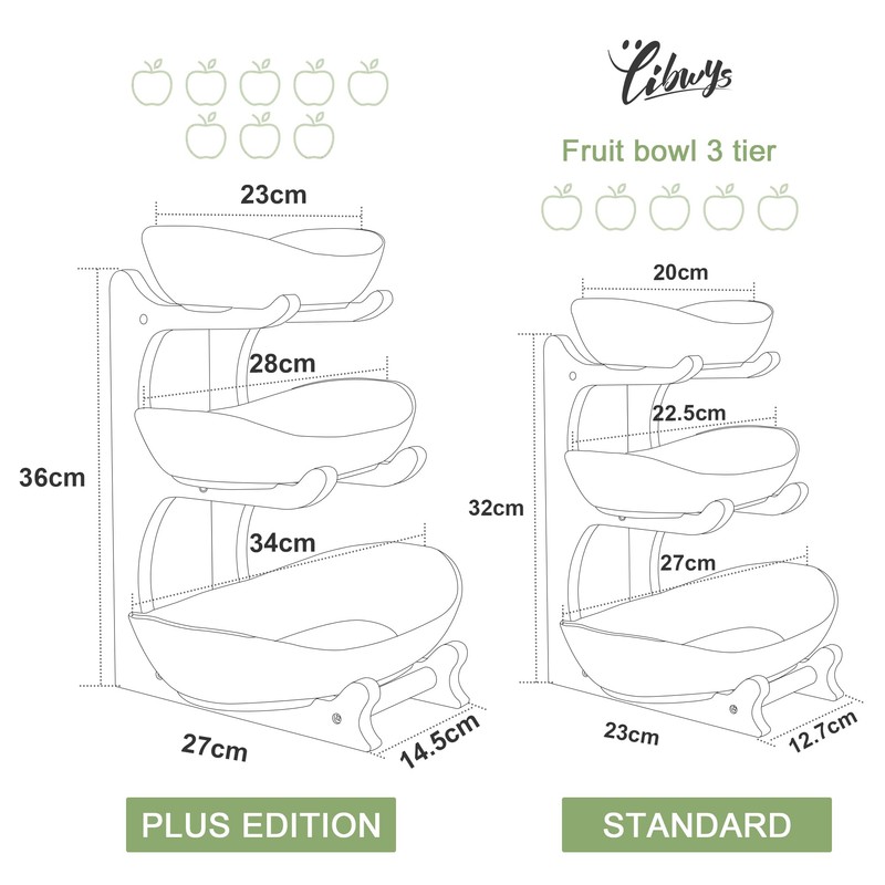 Seven Sparta 3 Tier Fruit Bowl for Kitchen Counter (PLUS