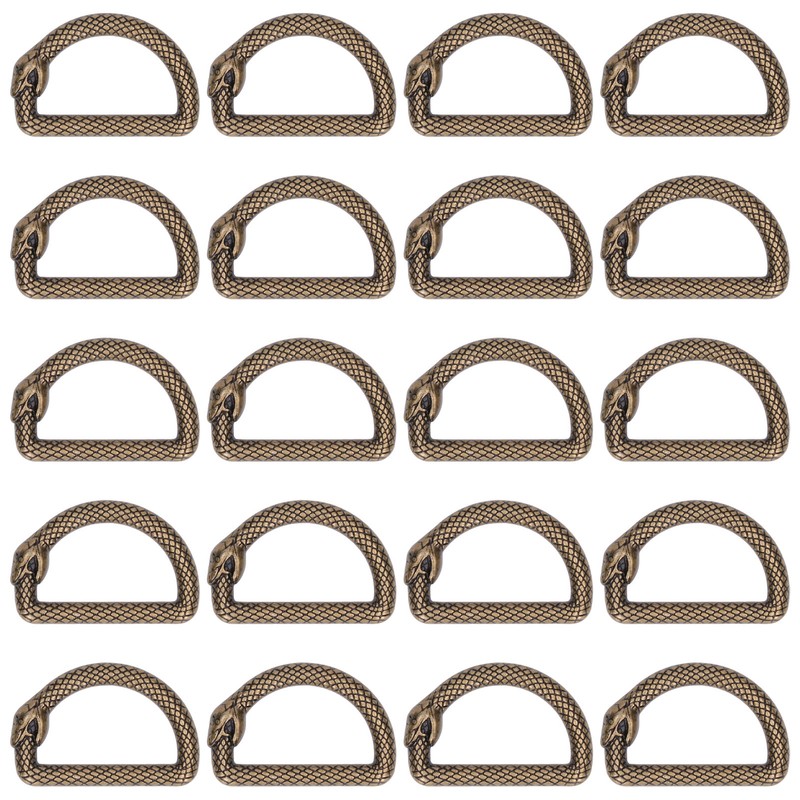 20Pcs Metal D Rings Snake Pattern Wear Resistant Metal Rings