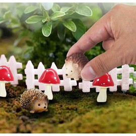 CasaTena Resin Fairy Garden Accessories 6-Piece Set - 2 Hedgehogs and 4 Mushrooms Garden Decoration Miniature Garden Decoration - Miniatures Decorative Figures
