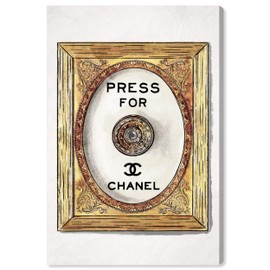 The Oliver Gal Artist Co. Fashion and Glam Wall Art Canvas Prints 'Fancy Doorbell Linen' Home Décor, 15" x 10", Gold, Black