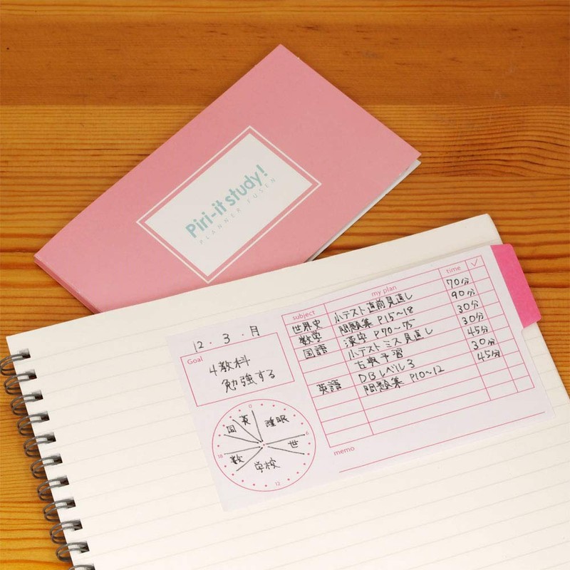 Sunstar Bungu S2818183 Fusen Spirit Study Planner Sticky Notes, Pink