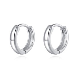 Reffeer 925 Sterling Silver Small Round Hoop Earrings for Women Teens Girls Huggie Hoop Earrings Minimalist Hoop Earrings (1.2cm-Silver)