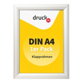 druck.de 1 A4 Folding Frame for Posters, Notice Signs, Advertising, Aluminium Frame with 2 cm Slim Profile, Suitable for Wall Mounting, Transparent Plastic Protection Protects Your Poster (Pack of 1