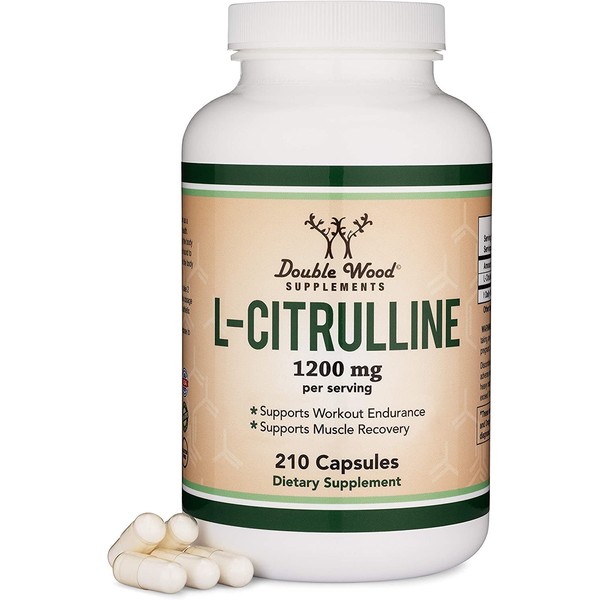 L Citrulline Capsules 1,200mg Per Serving, 210 Count (L-Citrulline Increases Levels of L-Arginine, Acts as a Nitric Oxide Booster) Muscle Recovery Supplement to Improve Muscle Pump by Double Wood
