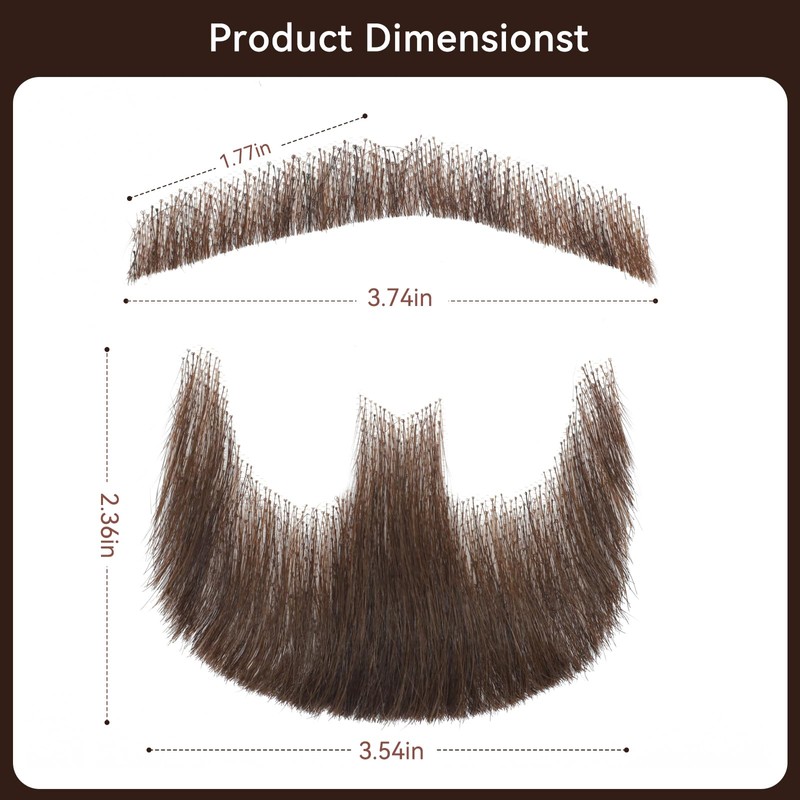 Prejoye Realistic Mustache Human Hair, Handmade Fake Beards with Invisible