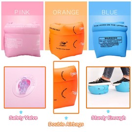 2 Pairs Childs Inflatable Swim Armbands Float Roll up Sleeves Ages 2-12 Years Toddler Junior Arm Float Swimming Ring Water Floaties Kids Pool Water Sports Learning Swim Training Aids
