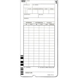 200 COMPUMATIC Compatible CTR-TC Time Cards for Icon CT-900 Calculating Time Recorder