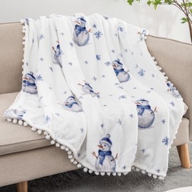 eBoutik - Brightly Coloured Christmas Themed Fleece Blanket Throws - Autumn Keep Warm Winter Sherpa Fleece Throw for Bed, Chair or Couch - Stocking Filler for Xmas(Snowflake)