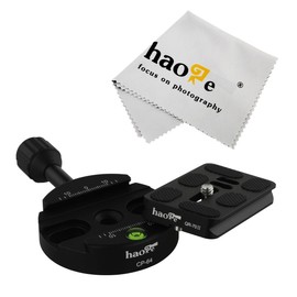 Haoge 64mm Screw Knob Clamp Adapter with 70mm QR Quick Release Plate Camera Tripod Ballhead Monopod Ball Head Fit Arca Swiss