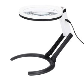 Salmue Lupa de Mano, Lupa de Mesa de 130 mm Lámpara de Lupa iluminada por LED Plegable con Lupa iluminada Lámpara de Escritorio con Lupa para Manualidades, Lectura, inspección y Uso Profesional
