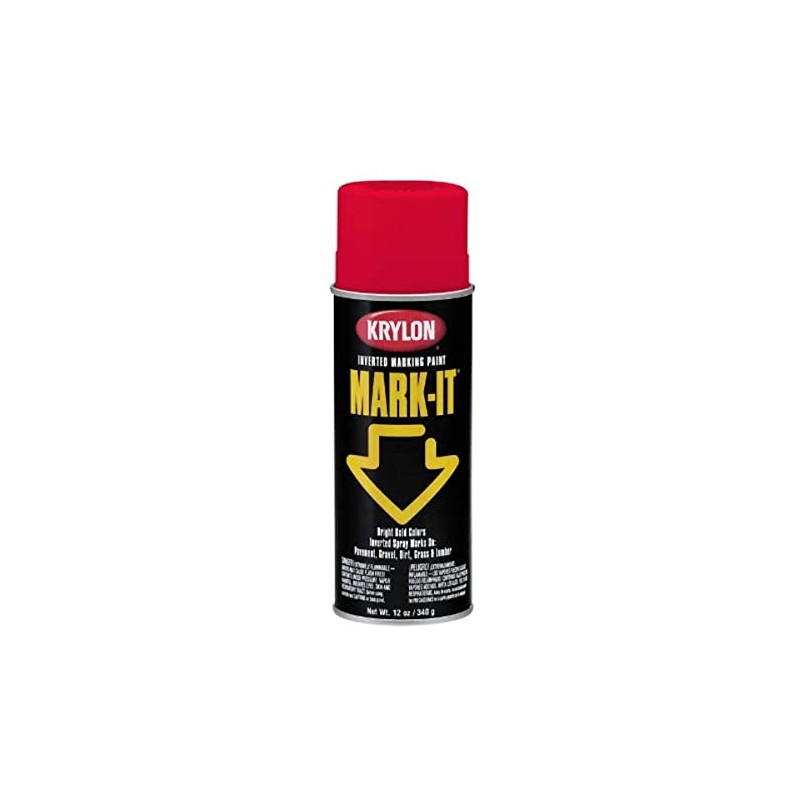 Krylon RDMI1001A Mark-It Inverted Spray, Red Fluorescent, 12 Ounce