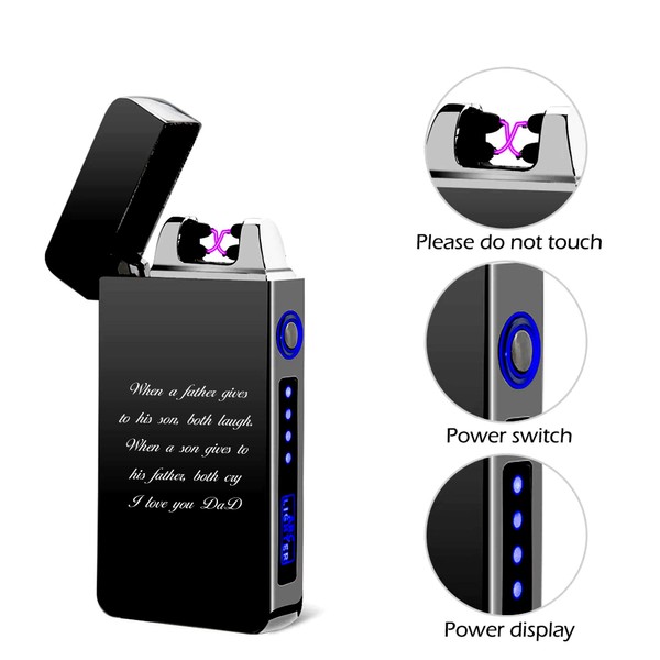 Custom Customized USB Electric Double Arc Lighter Rechargeable Windproof Torch Lighter e Dual Thunder Pulse Cross Lighter Plasma