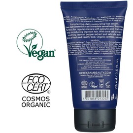 Urtekram - Men's Face Cream - With Cork Oak Extract - Long-Lasting Hydration - Suitable for Sensitive Skin and Prevents Irritation After Shaving - 75 ml, Vegan, Organic, Natural Origin