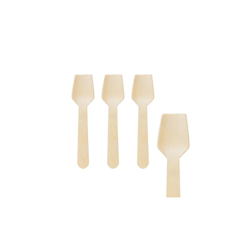 VEPATIM 200 Disposable Wooden Ice Cream Spoons 9.5 cm