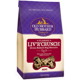 Old Mother Hubbard Crunchy Classic Natural Dog Treats, Liv'R'Crunch, Mini Biscuits, 20-Ounce Bag/2PK