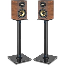 Rfiver Upgraded 45° Swivel Speaker Stands Pair for Surround Sound, Heavy Duty 28 Inch Bookshelf Speaker Stand Each Holds 22lbs Large Speaker, Floor Speaker Stand Built-in Cable Management, 1 Pair