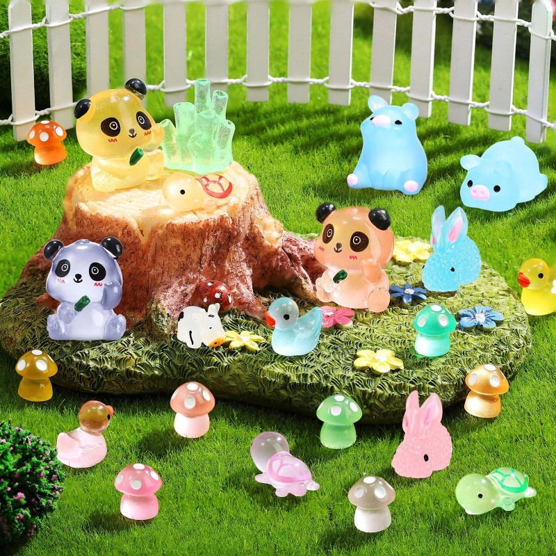 Seenelling 240 Pcs Mini Resin Animals Miniature Luminous Animals Ducks