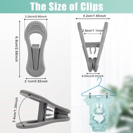 PLMMOUT Grey Hanger Clips 50 PCS,Velvet Hanger Clips for Plastic Hangers,Pants Hanger Clips,Grey Finger Clips,Plastic Hanger Clips for Skirt Pants Hangers Plastic Clothes Hangers,Strong Pinch Grip