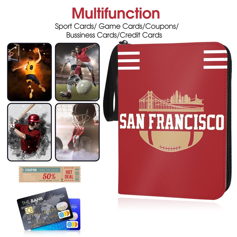 KivolFun San Francisco Football Card Binder with Sleeves, 400 Pocket,