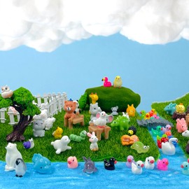 LOOMI 60pcs Mini Resin Animals Figures - 60 Styles Tiny Resin Animals Decor Set for DIY Micro Fairy Garden, Dollhouse, Aquarium, Crafts, and Miniature Landscape Accessories