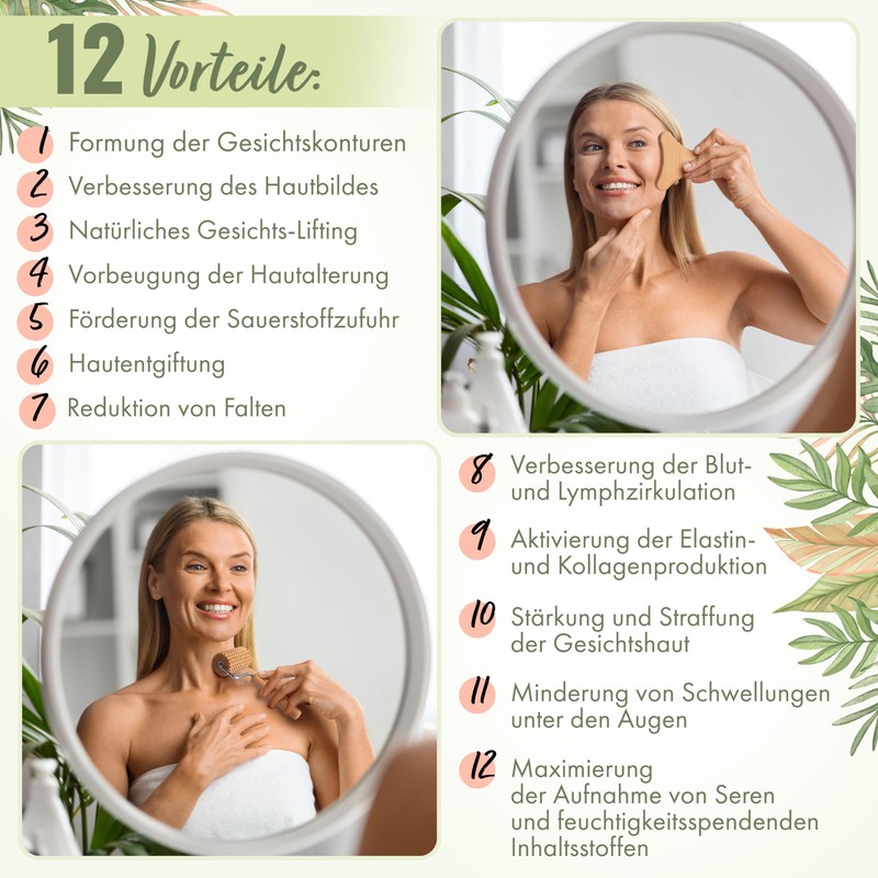 MagicBeech - Face Massager Set: Madero Massage Roller & Face