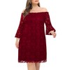Plus Size Dresses Women Wedding Guest Bridesmaid Burgundy Off Shoulder